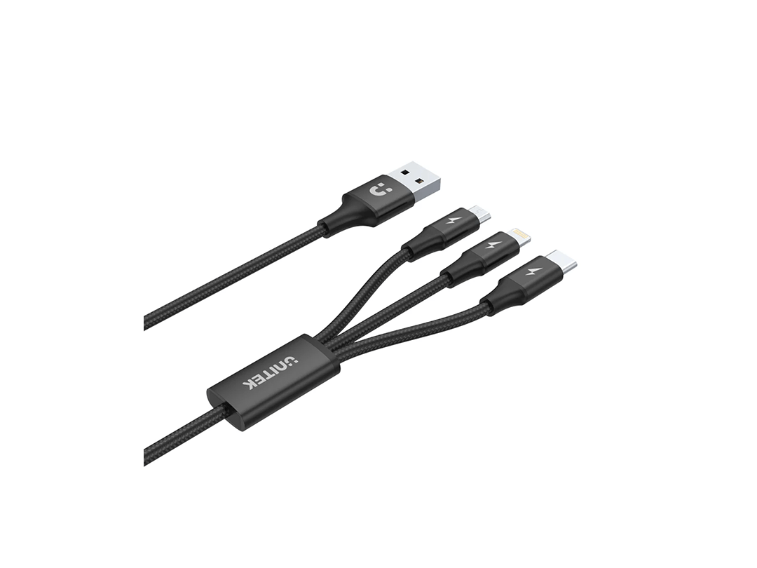 Unitek 3-in-1 USB-A to USB-C / Micro USB / Lightning Multi Charging Cable in Qatar Unitek 3-in-1 USB-A to USB-C / Micro USB / Lightning Multi Charging Cable in Qatar